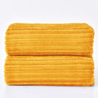 BEDELITE Ribbed Mustard Yellow Fleece Throw Blanket - Image 7