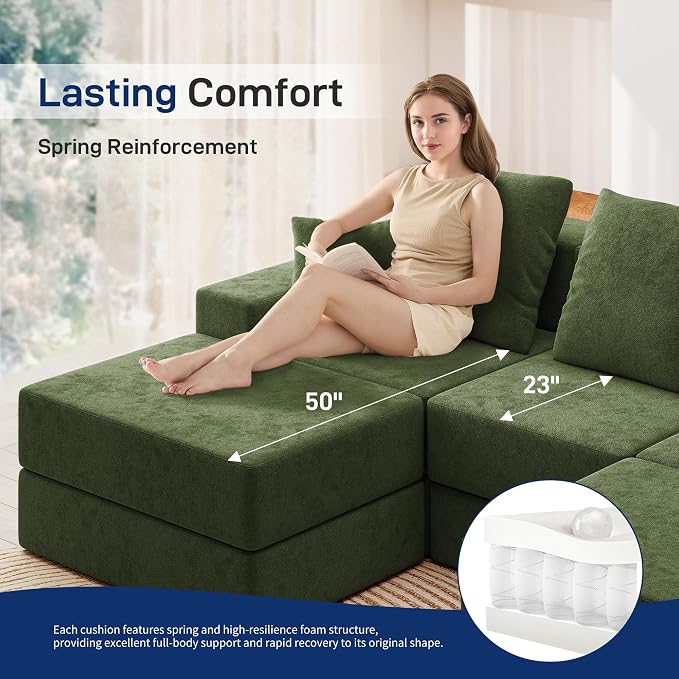 Living&Giving 101" U-Shaped Cloud Sectional Couch - Image 6