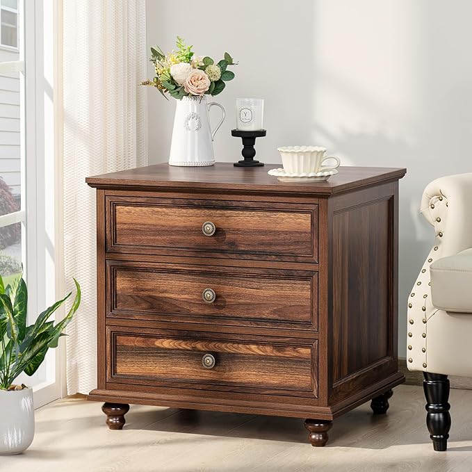 Joaxswe 24" Wide Farmhouse Night Stand, Large End Table - Image 3