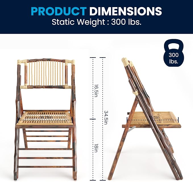 Flash Furniture Folding Bohemian Bamboo Chairs - Image 2