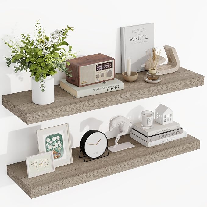 Acovy 36 Inch Floating Shelves, 3D Textured Wood Grain, Wooden Shelves by Acovy