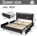 Music Player Bed with Bluetooth Speakers, Queen Size Smart Bed, USB&Type C - Image 2