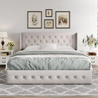 Allewie Queen Size Lift Up Storage Bed, Button Tufted Headboard - Image 7