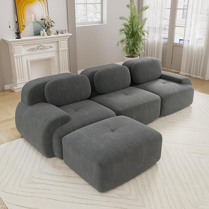Boneless Sectional Couch, No Assembly Required, 117.3” L Shaped Modular Cloud by ModonChicSofasCouches