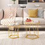 HOOBRO Small Coffee Table Set of 2, Round Coffee End Table - Image 4