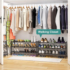 viewcare 3-Tier Long Black Shoe Rack, Bamboo Wood Shoe Rack - Image 2