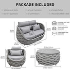 TWT 6-Piece Aluminum Patio Furniture Set, Olefin Rope Modern Outdoor - Image 2