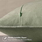 MIULEE Decorative Linen Euro Sham Pillow Covers 22x22 Inch Sage Green | Boho - Image 3