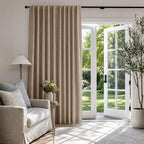 Linen Textured Blackout Sliding Door Curtains 90 Inches Long, Copper Brown | - Image 5