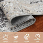 10x14 Area Rugs for Living Room Washable Dining Room Black Grey Gold | Modern - Image 3
