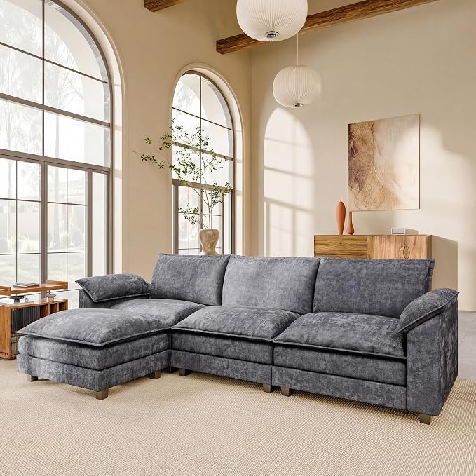 JUMMICO 118.9" Modular Sectional Cloud Couch 3-Seat Sofa Set by JUMMICO