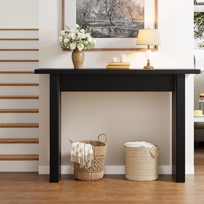 AVZEAR Mid Century Narrow Entryway Console Table, 43.3" Fluted Wood Couch Table - Image 7