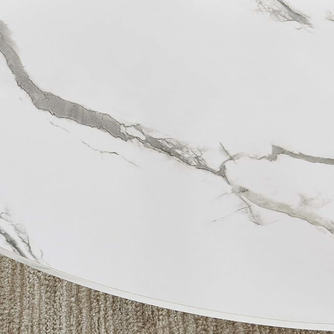 LumFurn Oval Glass Coffee Table, Mid-Century Modern Design, L43 x W22 x H17 inch - Image 6
