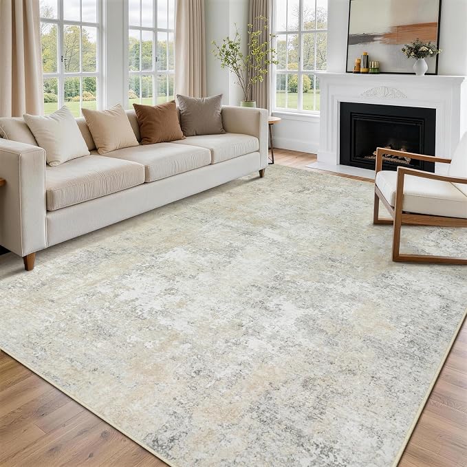 8x10 Area Rugs for Living Room Washable Bedroom Dining Room Beige Grey | Modern - Image 9