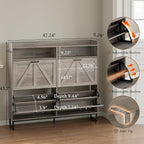 BORNOON Shoe Cabinet with 4 Flip Drawers Narrow Shoe Storage Cabinet Organizer - Image 2