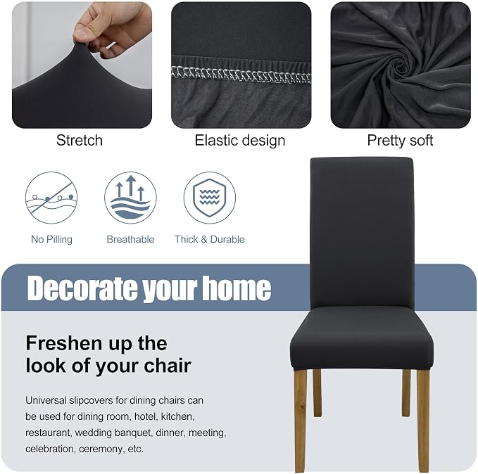 BIETYONE Stretch Dining Chair Covers Set of 8, Soft Removable Washable Kitchen - Image 3