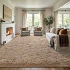 8x10 Extra Large Beige Fluffy Area Rug Non-Slip - Image 3