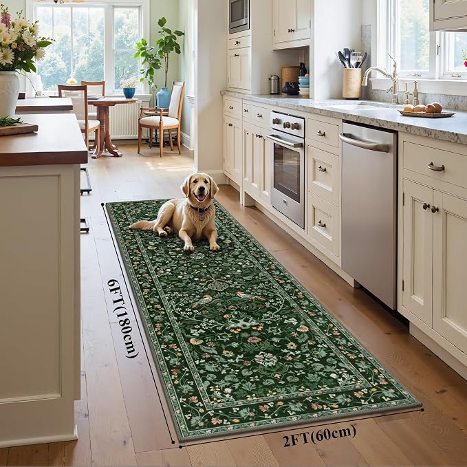 HEBE Hallway Runner Rug 2'x6', Washable Non Slip Kitchen Rug Runner | Soft Boho - Image 2