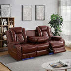 Power Recliner Sofa with LED Lights, Leather Power Reclining Sofa, Living Room - Image 3