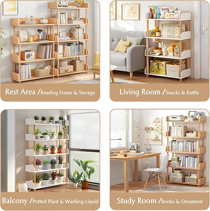 OSCHF 5-Tier Wooden Open Bookcase - Image 4