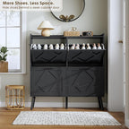 Nicetree Shoe Cabinet with 4 Flip Drawers, Hidden Shoe Rack Cabinet with Metal - Image 4