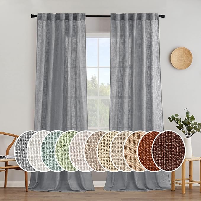MIULEE Grey Linen Curtains 52x108 Inches Long by MIULEE
