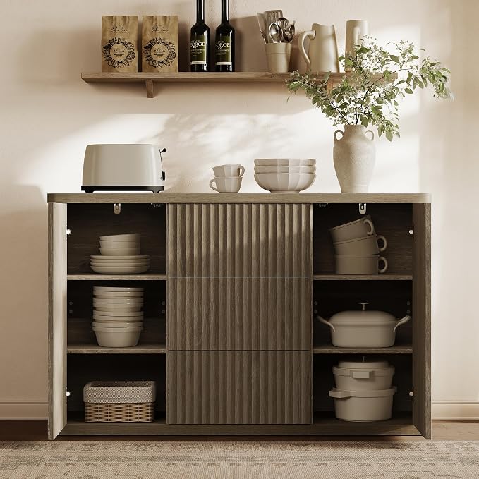 SICOTAS Buffet Cabinet with Storage 109.4" Large Modern Accent Storage Cabinet - Image 7