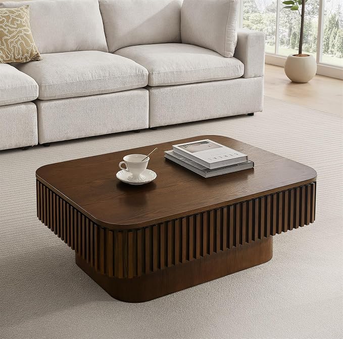 Lift Top Coffee Table for Living Room, Rectangle Handmade Solid Wood Strips - Image 8