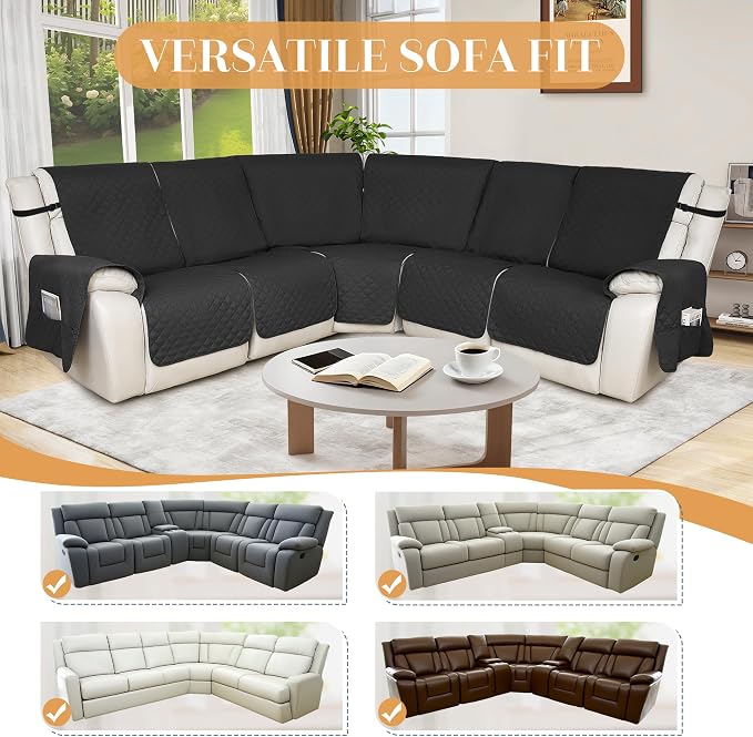 HDCAXKJ 100% Waterproof Reclining Sectional Couch Covers L Shape Recliner Sofa - Image 5