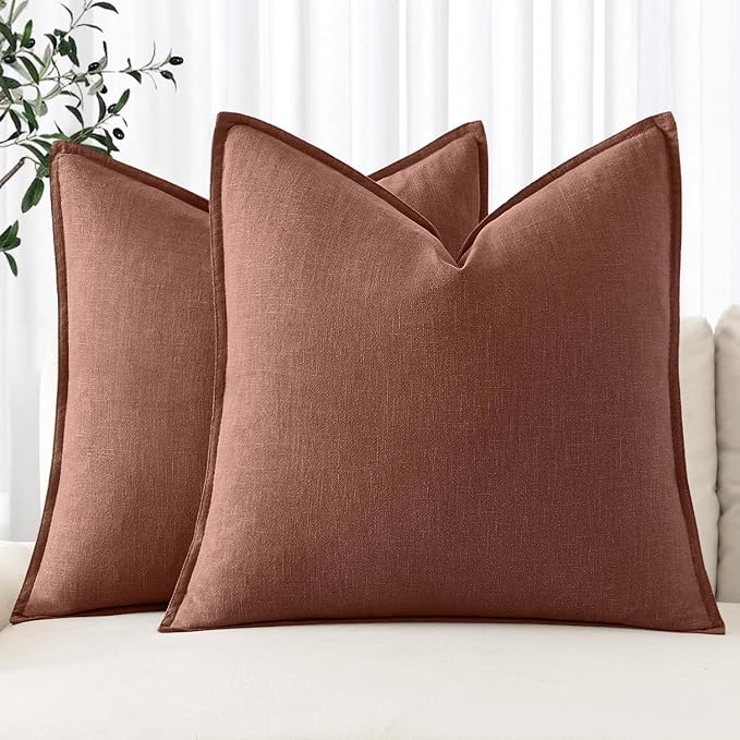 MIULEE Decorative Linen Pillow Covers 20x20 Inch Autumn Glaze | Boho Farmhouse​ by MIULEE