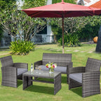 Tangkula 8 Pieces Patio Wicker Conversation Furniture Set, Patiojoy Sofa & - Image 3