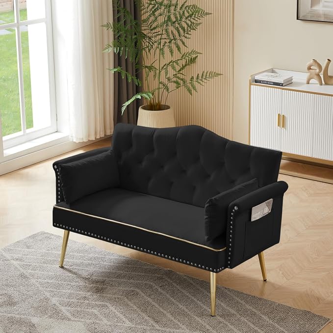 oaaktu Small Velvet Loveseat Sofa - Image 5