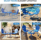 3 Pieces Patio Bistro Set, Retro Metal Outdoor Seating Conversation, 2 C-Spring - Image 4