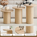 Round Nesting Coffee Table Set of 3 Mid Century Modern Wood Round Coffee Tables - Image 4