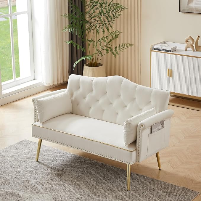oaaktu Small Velvet Loveseat Sofa - Image 5