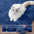 Area Rug Living Room Bedroom: 5x7 Fluffy Plush Shag Carpet Blue | - Image 5