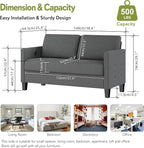 STHOUYN Comfy Loveseat Sofa Small Grey Couch, Small Love Seat Bedroom, Mid - Image 2