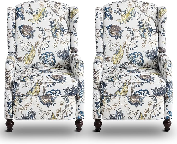 Wingback Recliner Chair, Traditional Push Back Recliner Chair by Consofa