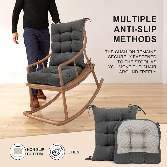 Lokex Rocking Chair Cushion Only, Tufted Non-Slip Comfortable Rocking Chair - Image 6