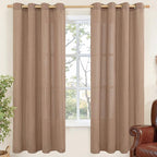YoungsTex Mocha Brown Linen Semi Sheer Curtains 78 Inch Length 2 Panels | Light by YoungsTex