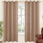 YoungsTex Mocha Brown Linen Semi Sheer Curtains 52 X 72 Inch Length | Light by YoungsTex