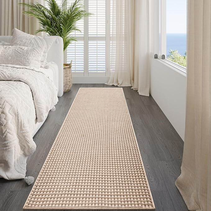 Hallway Runner Rug Extra Long Kitchen Runner Washable Brown 2x10 ft | Boho - Image 8