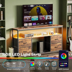 Huuger TV Stand Dresser with Power Outlets and LED Lights, 4 Drawers - Image 2