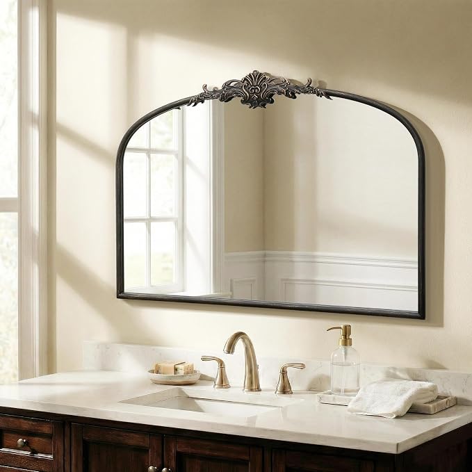 Besdomus Vintage Arched Black Mirror: 32"x24" French Large Black Vintage Wall - Image 3