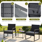 Flamaker 3 Pieces Patio Set Outdoor Wicker Furniture Modern Bistro Rattan Chair - Image 5