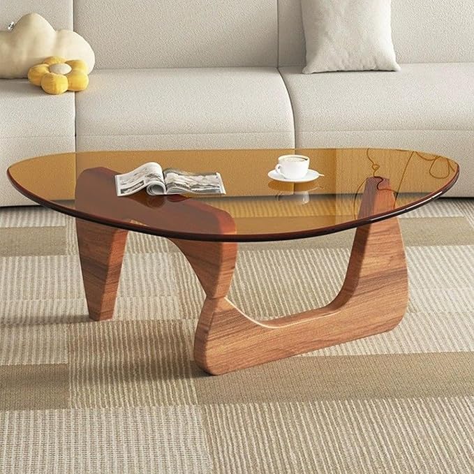 EASYSOUL Modern Glass Coffee Table, 44.88" D x 32.28" W x 15.75" H, Abstract by EASYSOUL