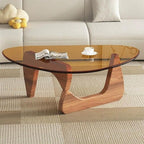 EASYSOUL Modern Glass Coffee Table, 44.88" D x 32.28" W x 15.75" H, Abstract by EASYSOUL