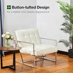 Glitzhome Mid Century White Accent Chair, Modern Living Room Armchairs - Image 5