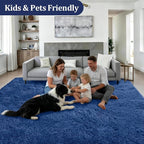 8x10 Area Rug Living Room Bedroom: Fluffy Plush Shag Carpet Blue | - Image 4