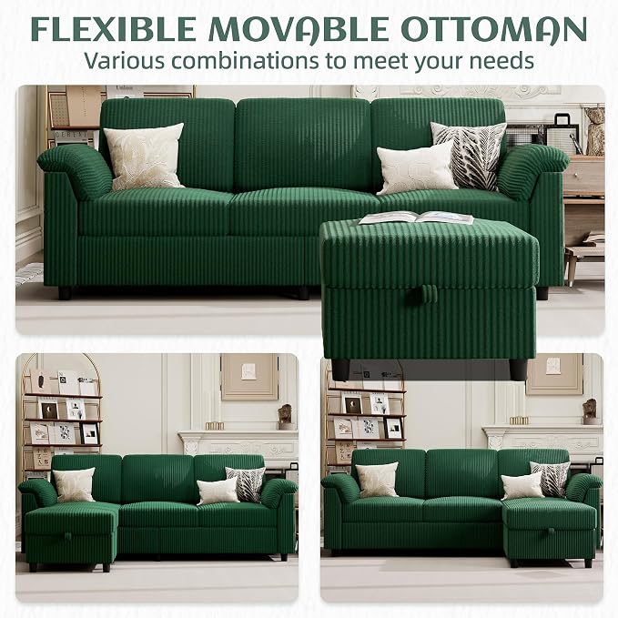 Vongrasig Convertible Sectional Couch, 3 Seat L Shaped Sofa - Image 7
